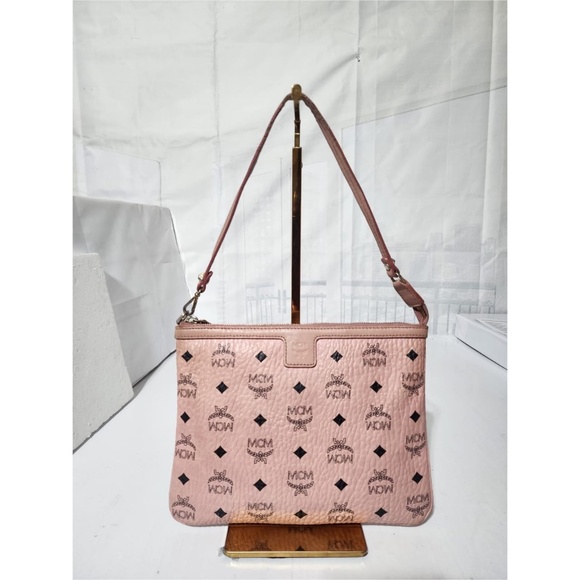 Authentic MCM Visetos Liz Shopper Pochette Light Pink - Picture 1 of 13